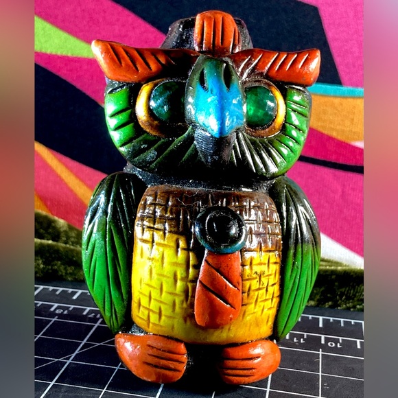 Aztec Death Whistle Owl | Colorful Hand Made Mexican Pottery - Picture 11 of 12